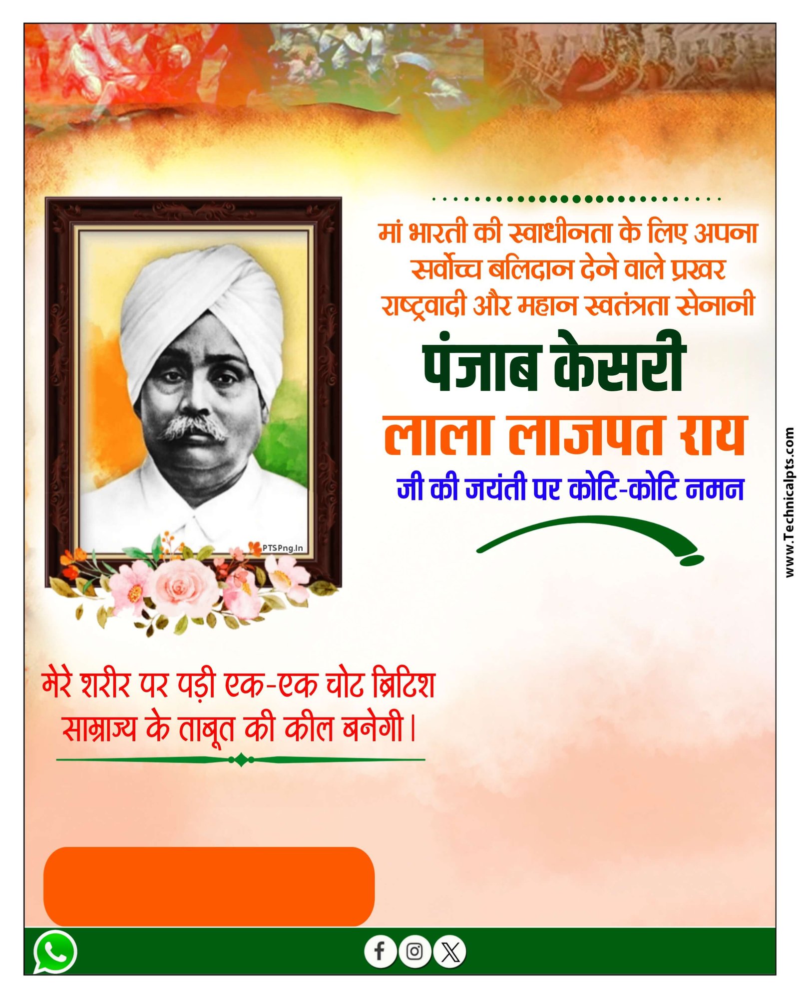 Lala Lajpat Rai Jayanti poster plp file download| Lala Lajpat Rai Jayanti banner editing plp file free download